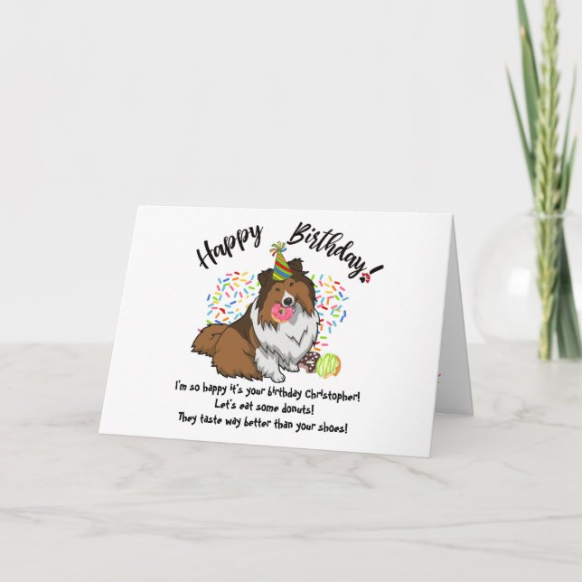 Funny Shetland Sheepdog Pet Hund Birthday Card Inbjudan (Framsida)