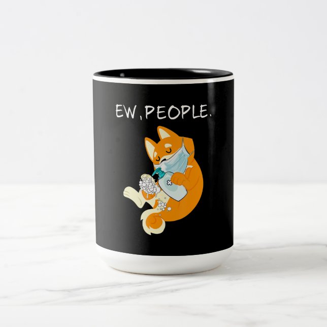 Funny Shiba Inu | Hund Gift med unga Två-Tonad Mugg (Center)