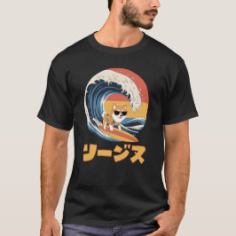 Funny Shiba Inu Japanska Kanagawa Wave Hund T Shirt