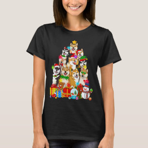 Funny Shiba Inu Julgran Ljus Puppy Hund Lo T Shirt