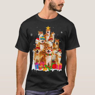 Funny Shiba Inu Julgran Pet Hund älskare Gift T Shirt