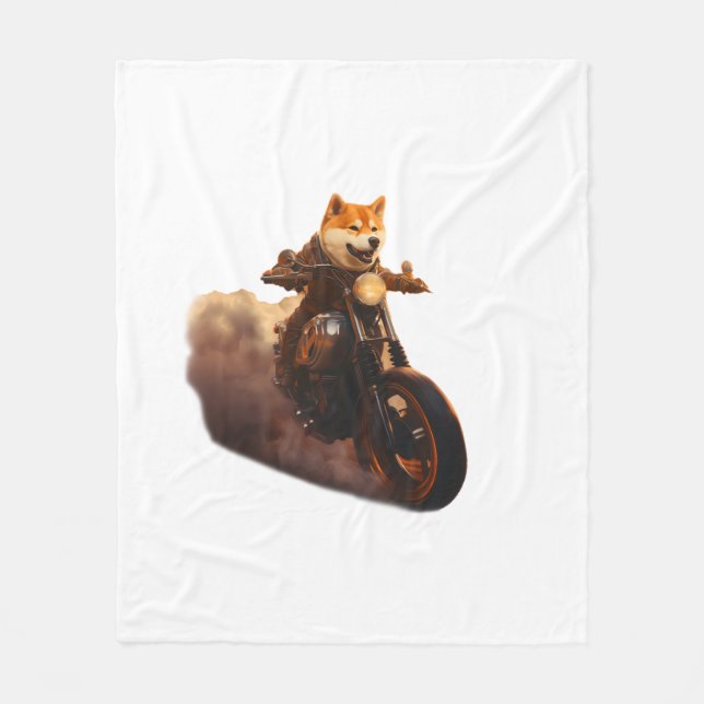 FUNNY , Shiba Inu, Motorcycle, Hund, Puppet, Manar Fleecefilt (Framsidan)
