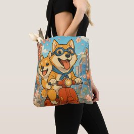 Funny Shiba Inu Riding Tygkasse
