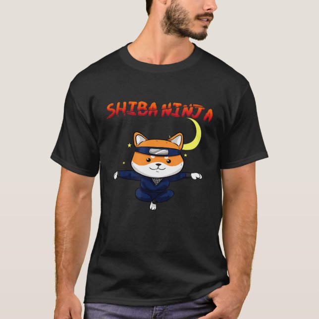 Funny Shiba Inu Uni Hund Fly Ninja Karate Master M T Shirt (Framsida)
