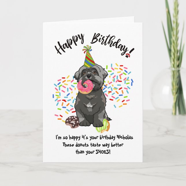 Funny Shih Tsu Pet Hund Birthday Card Donuts Inbjudan (Framsida)