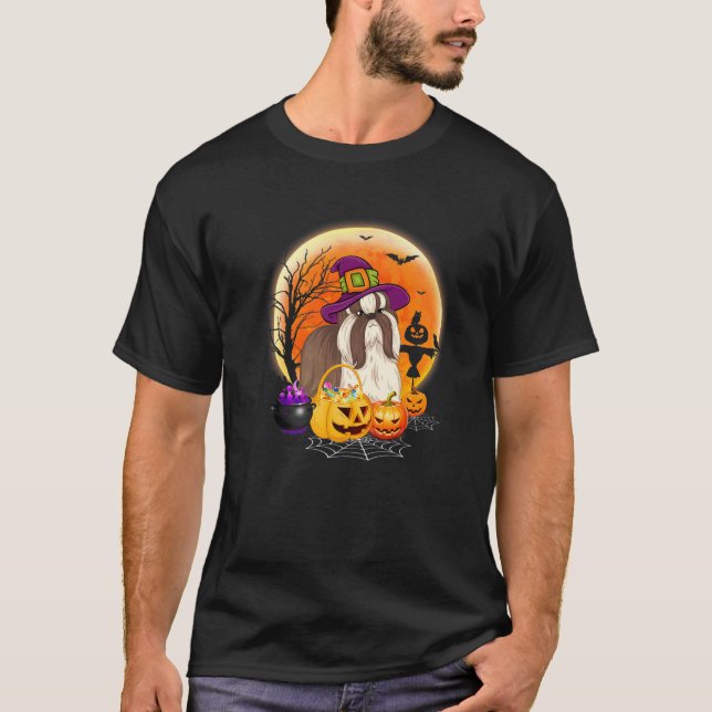 Funny Shih Tzu Halloween Costume för Hund älskare T Shirt (Framsida)