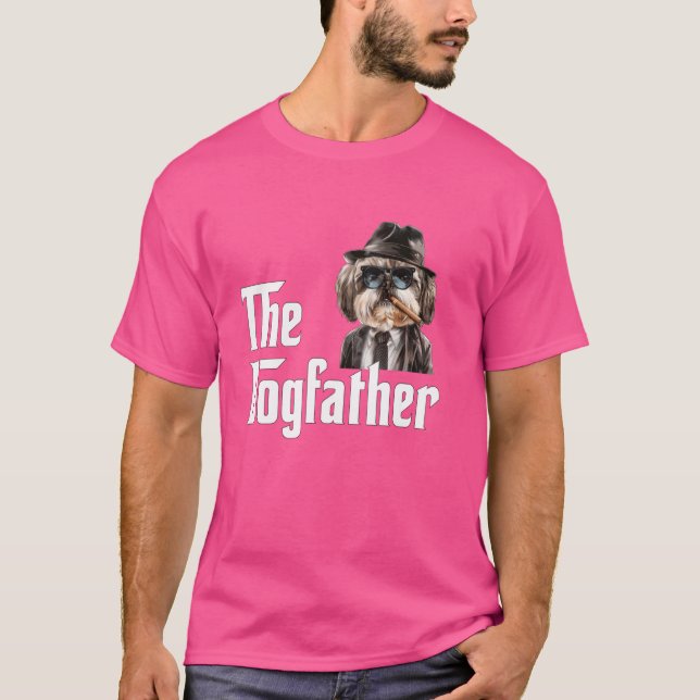 Funny Shih Tzu Hund Design - Dogfather T Shirt (Framsida)