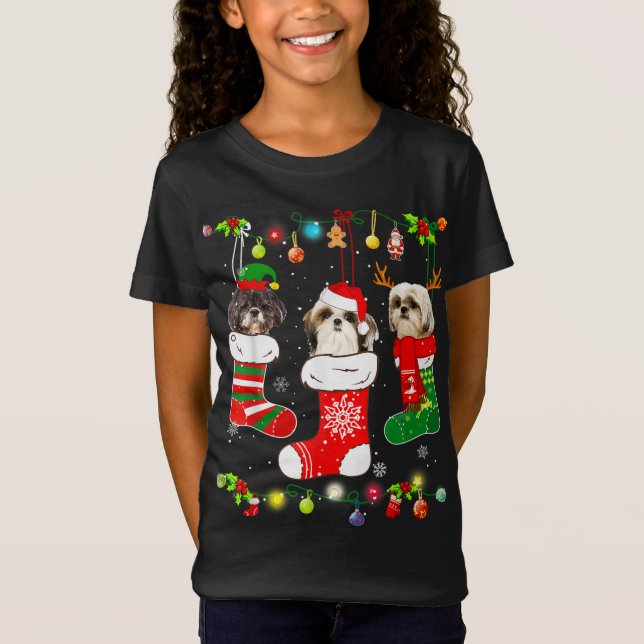 Funny Shih Tzu Hund jul Ljus Puppy Hund Kärlek T Shirt (Framsida)