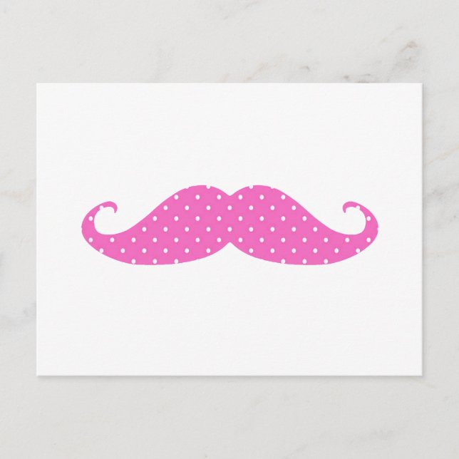 Funny Shock rosa Girly Polka dots Mustache Vykort (Framsida)