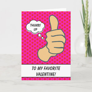 Funny Shock rosa Thumbs Up Valentine Helgkort