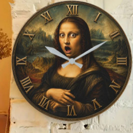 Funny Shocked Mona Lisa Stor Klocka