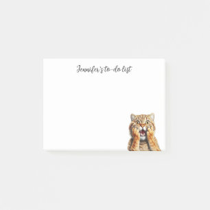 FUNNY SHOCKED RED TABBY KATT MED NAMN POST-IT BLOCK