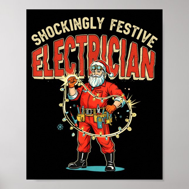 Funny Shockingly Festive Electrician Vintage Chris Poster (Framsidan)