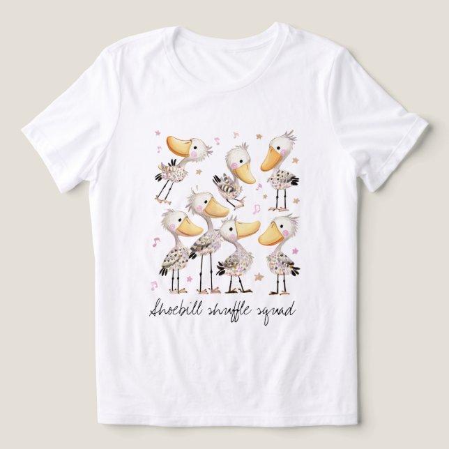 Funny Shoebill Shuffle Squad T Shirt (Design Framsida)