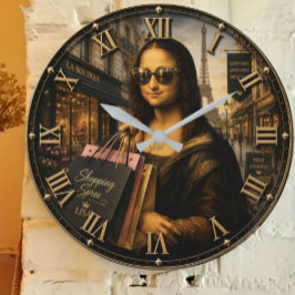 Funny Shopping Mona Lisa Fashion Lover Paris Style Stor Klocka