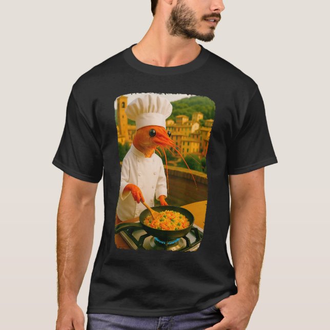 Funny Shrimp Chef Cooking Shrimp Fried Rice Meme B T Shirt (Framsida)