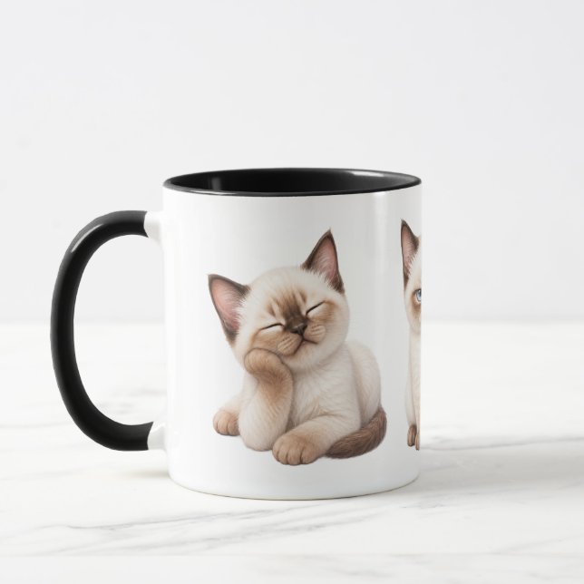 Funny Siamese Cat Expressions Coffee Mug Mugg (Vänster)
