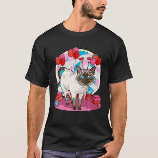 Funny Siamese Cat Heart Alla hjärtans dag Gift T S T Shirt