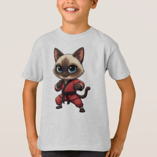Funny Siamese Kung Fu Cat, Kitten Martial Arts T Shirt