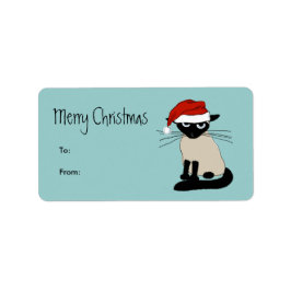 Funny Siamese Santa Helgdag Gift Märkres Adressetikett
