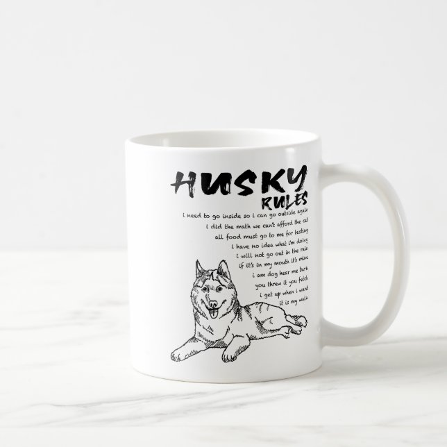 Funny Siberian Husky Dog Hand Drawn Art Men Women  Kaffemugg (Höger)