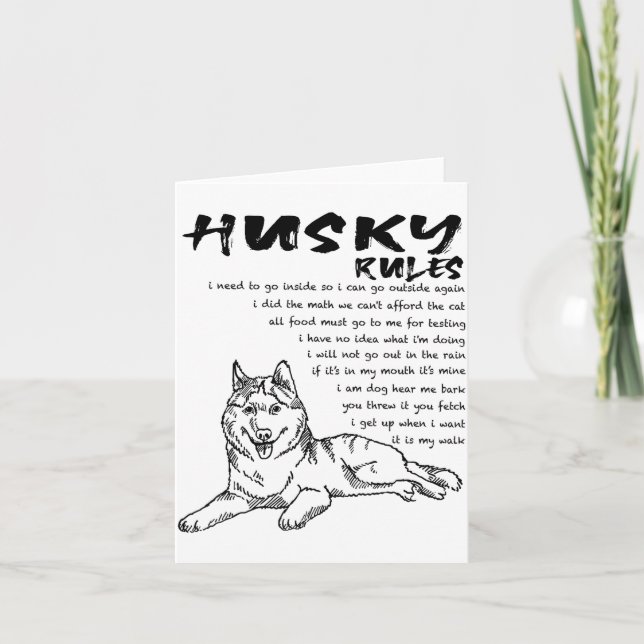 Funny Siberian Husky Dog Hand Drawn Art Men Women  Kort (Framsida)