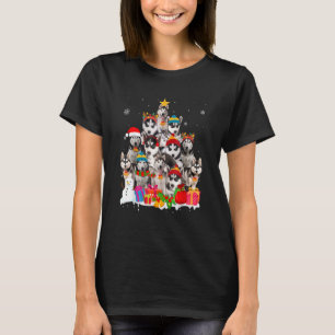 Funny Siberian husky Santa Hat Julgran Pet T Shirt