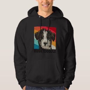 Funny Siberian Huskydoodle Art Retro Ansikte Husky Hoodie
