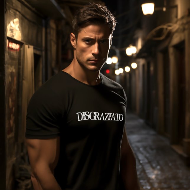 Funny Sicilian som säger Disgraziato svart T Shirt (Disgraziato - (Italian for Bad Boy or Trouble Maker) Black Tee)