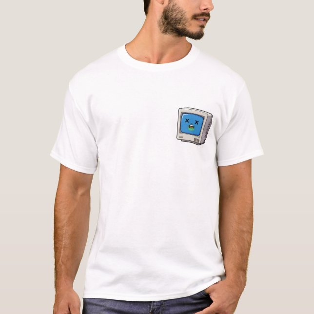 Funny Sick Retro Computer Monitor Character T Shirt (Framsida)