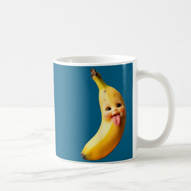 Funny Silly Ai Banana Gen Z Meme Brainrot Humor To Kaffemugg (Höger)