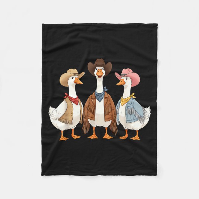 Funny Silly Goose Cowboy Western Cowgirl Goose Hum Fleecefilt (Framsidan)