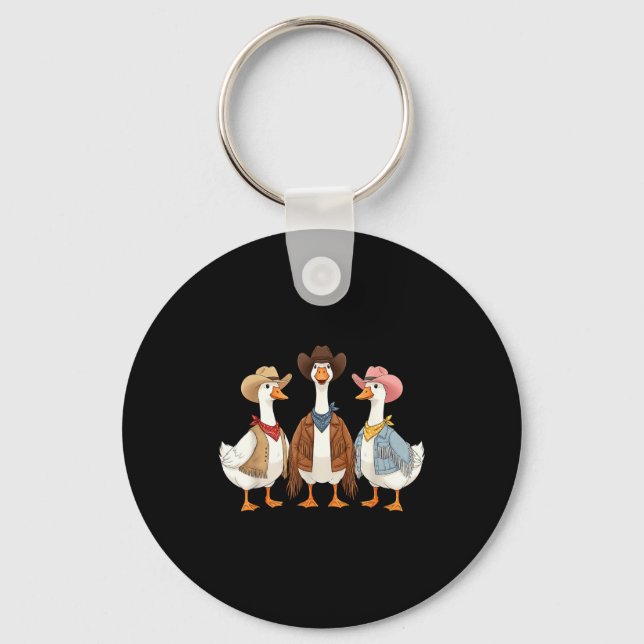 Funny Silly Goose Cowboy Western Cowgirl Goose Hum Nyckelring (Framsida)