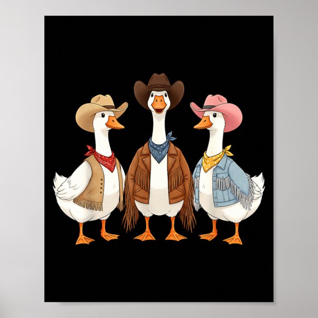 Funny Silly Goose Cowboy Western Cowgirl Goose Hum Poster (Framsidan)
