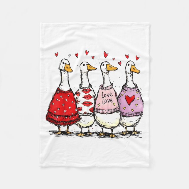 Funny Silly Goose Valentine Trendy Valentine's Day Fleecefilt (Framsidan)