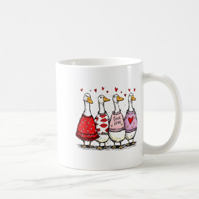 Funny Silly Goose Valentine Trendy Valentine's Day Kaffemugg (Höger)