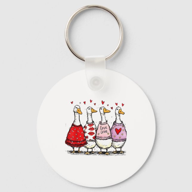 Funny Silly Goose Valentine Trendy Valentine's Day Nyckelring (Framsida)