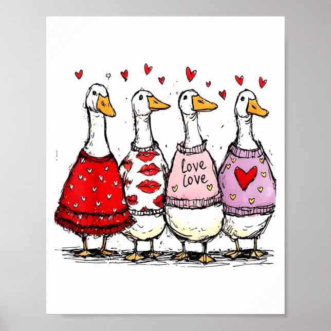 Funny Silly Goose Valentine Trendy Valentine's Day Poster (Framsidan)