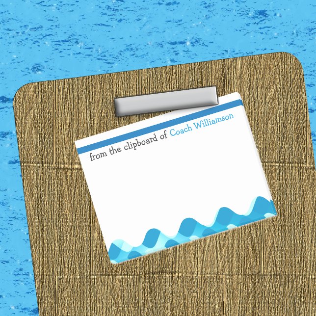 Funny SIMMA COACH-Personlig Post-it Notes (Swim Coach Post-it® Notes Front view In Situ on Clipboard Illustration)