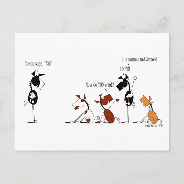 Funny Simon Says Tecknad Vykort (Framsida)