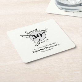 Funny Simple No Fears 50th birthday party Underlägg Papper Kvadrat