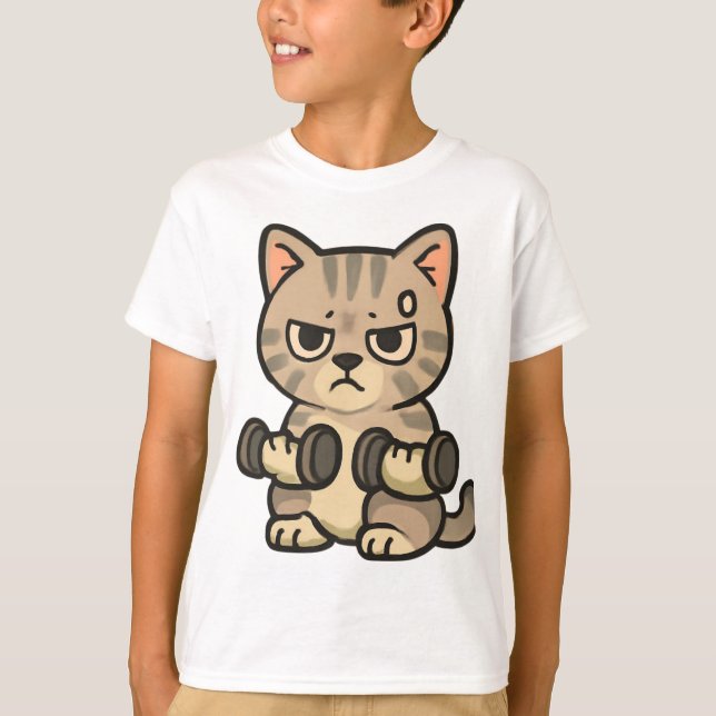 Funny Singing Cat Karaoke Illustration T Shirt (Framsida)