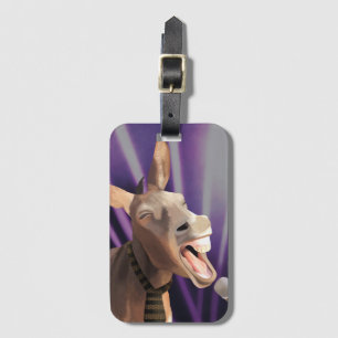 Funny Singing Donkey Farm Animal Lila Background Bagagebricka