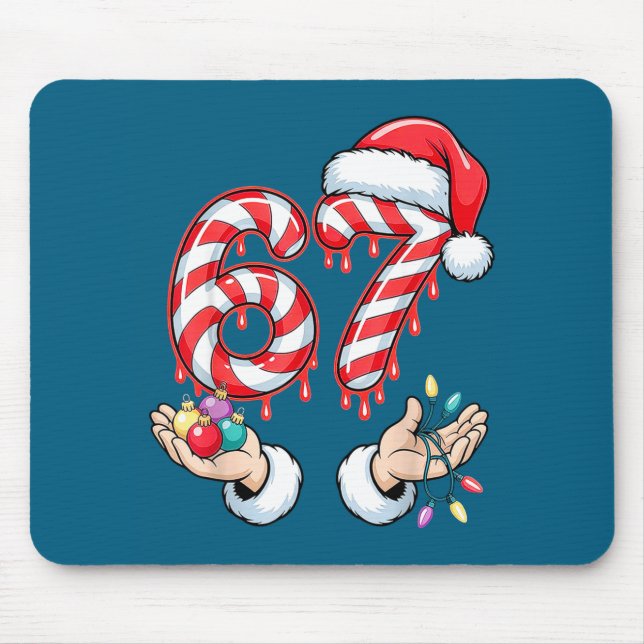 Funny Six Seven 67 Christmas Candy Cane Festive Ho Musmatta (Framsidan)