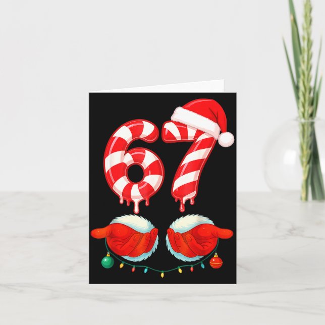 Funny Six Seven 67 Christmas Candy Cane  Kort (Framsida)