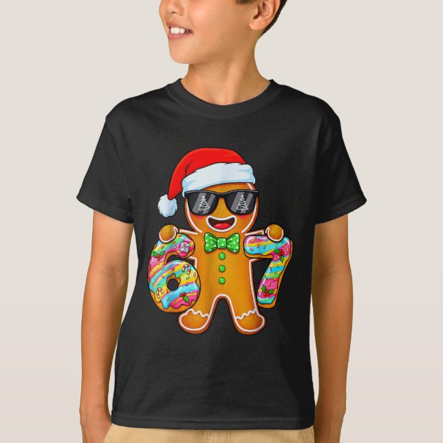 Funny Six Seven 67 Gingerbread Christmas Boys Xmas T Shirt (Framsida)