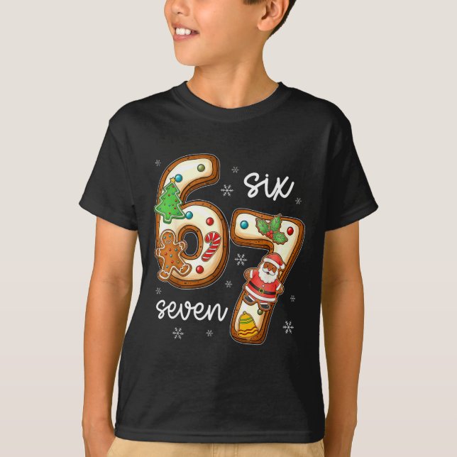 Funny Six Seven 67 Gingerbread Christmas Boys Xmas T Shirt (Framsida)