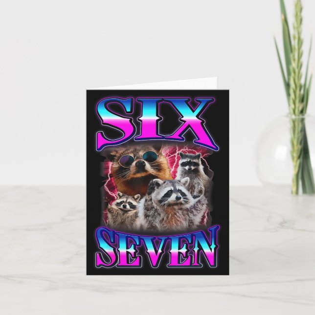 Funny Six Seven 67 Meme 67 Racoon Meme Bootleg Gra Kort (Framsida)
