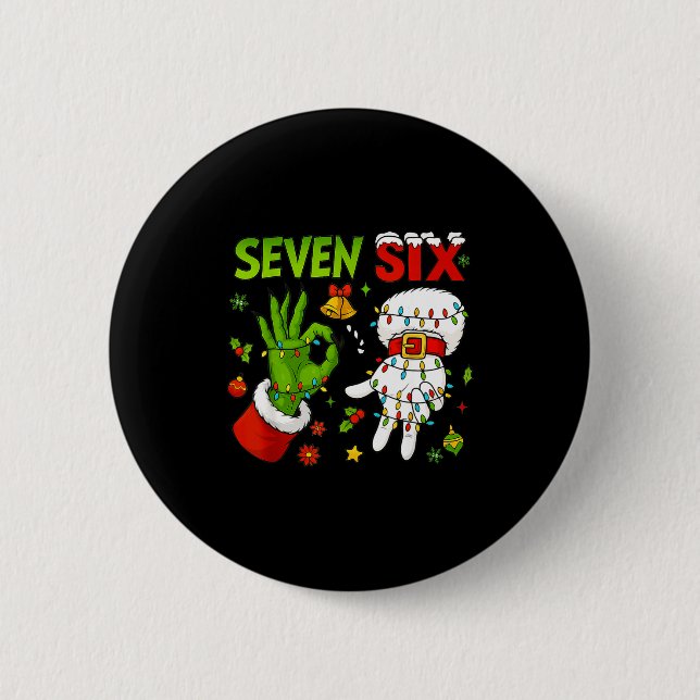 Funny Six Seven 67 Meme 6 7 Christmas Elf Hand Boy Knapp (Framsida)