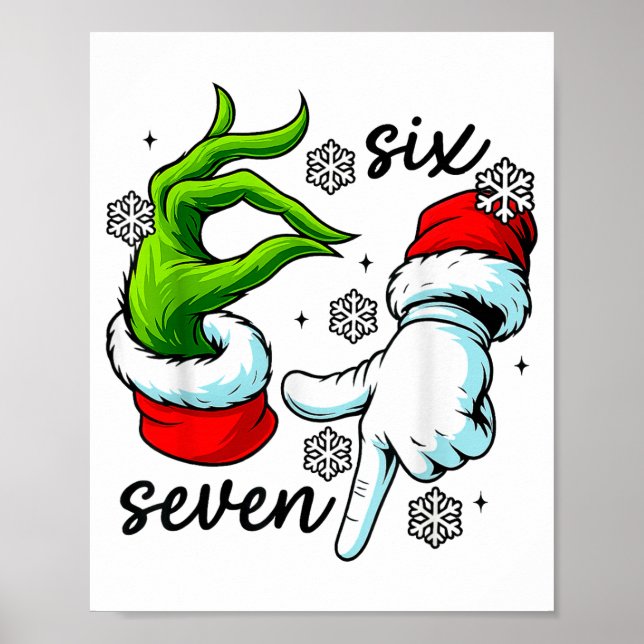 Funny Six Seven 67 Meme 6 7 Christmas Elf Hand Boy Poster (Framsidan)